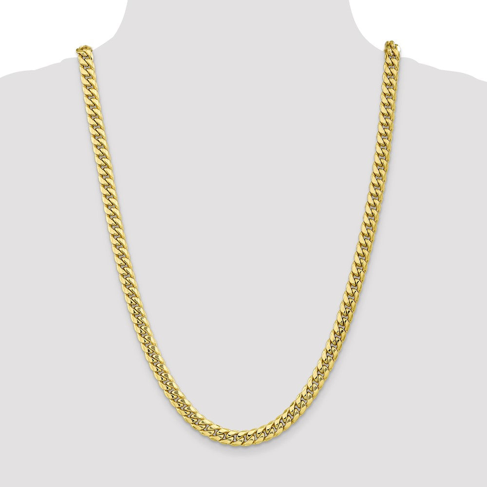 10k Yellow Gold 7.3 mm Semi-Solid Miami Cuban Chain (26.21 grams)