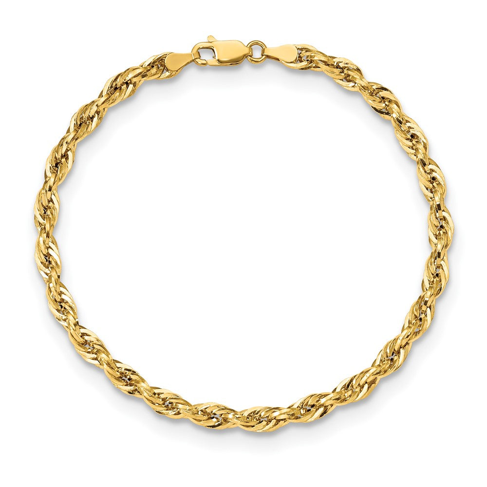 10k Yellow Gold 4.25 mm Semi-Solid Rope Bracelet (2.09 grams)