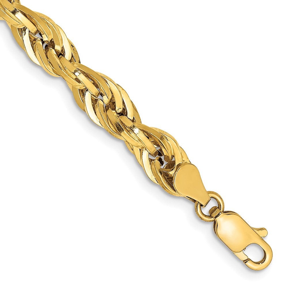 10k Yellow Gold 5.4 mm Semi-Solid Rope Bracelet (3.58 grams)