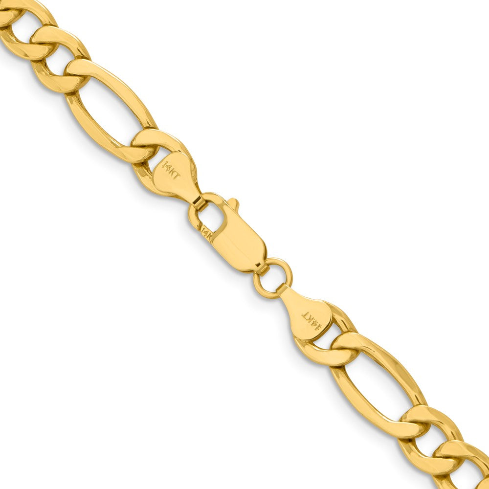 10k Yellow Gold 8.5 mm Semi-Solid Figaro Chain