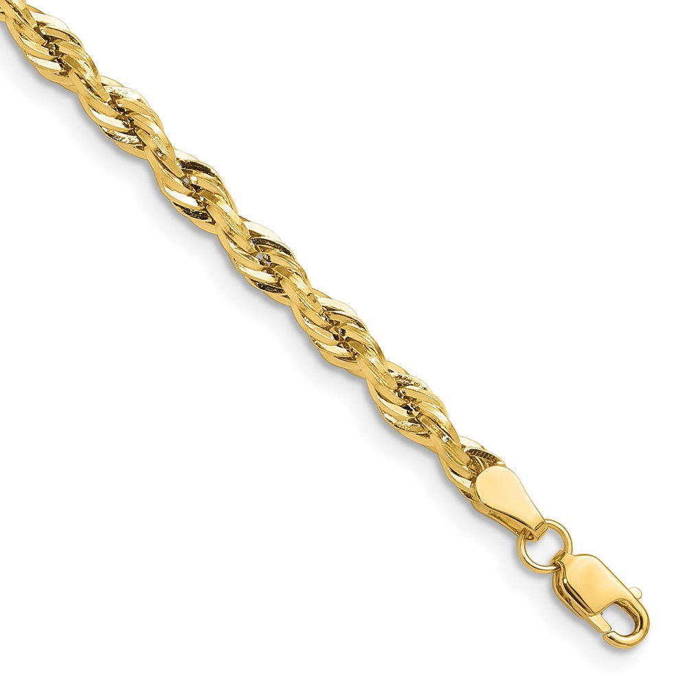 10k Yellow Gold 3.5 mm Semi-Solid Rope Bracelet