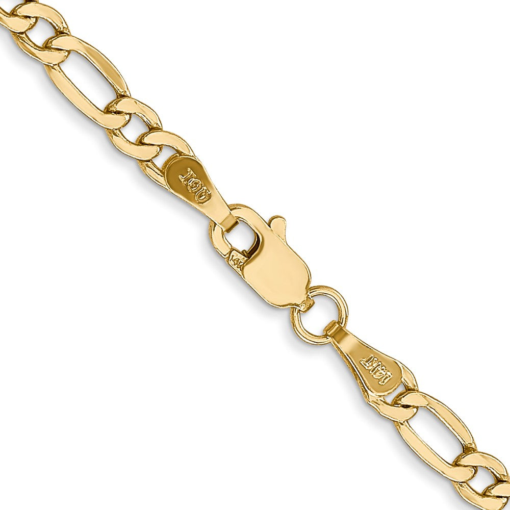 10k Yellow Gold 3.5 mm Semi-Solid Figaro Chain
