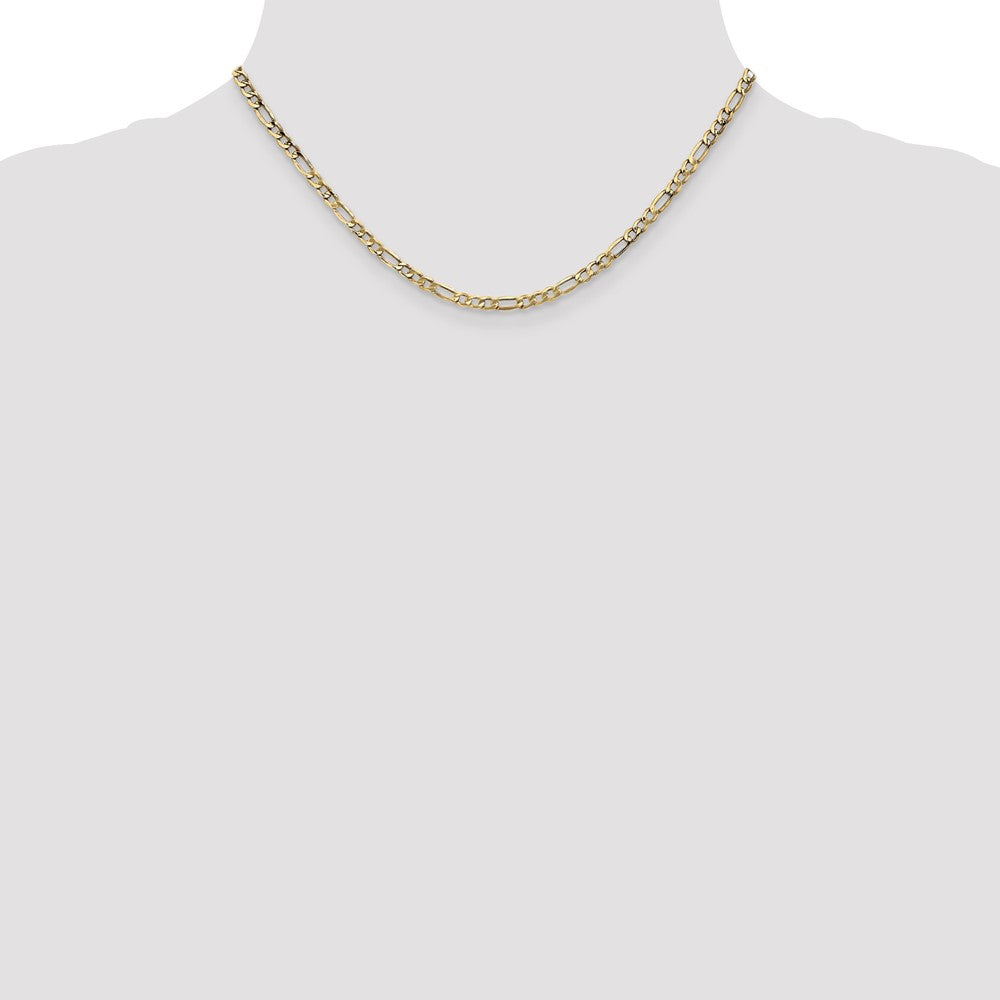 10k Yellow Gold 3.5 mm Semi-Solid Figaro Chain (2.83 grams)