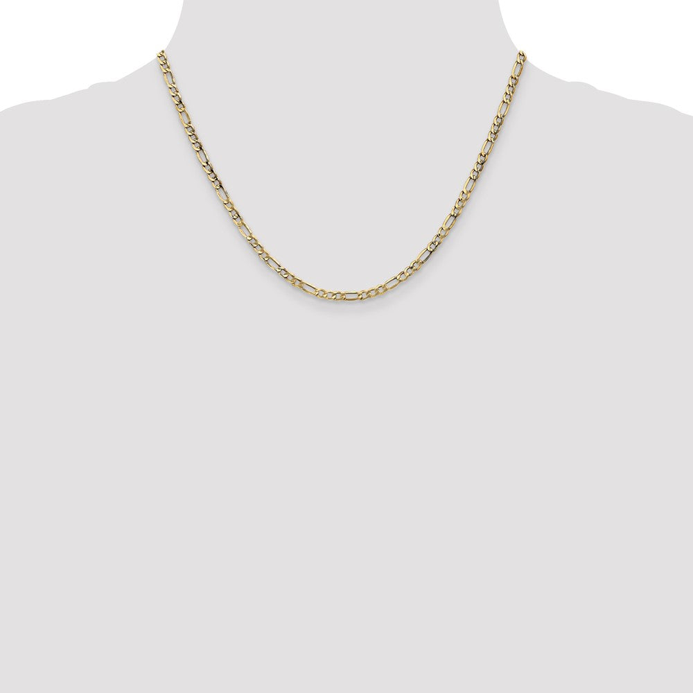 10k Yellow Gold 3.5 mm Semi-Solid Figaro Chain (2.83 grams)