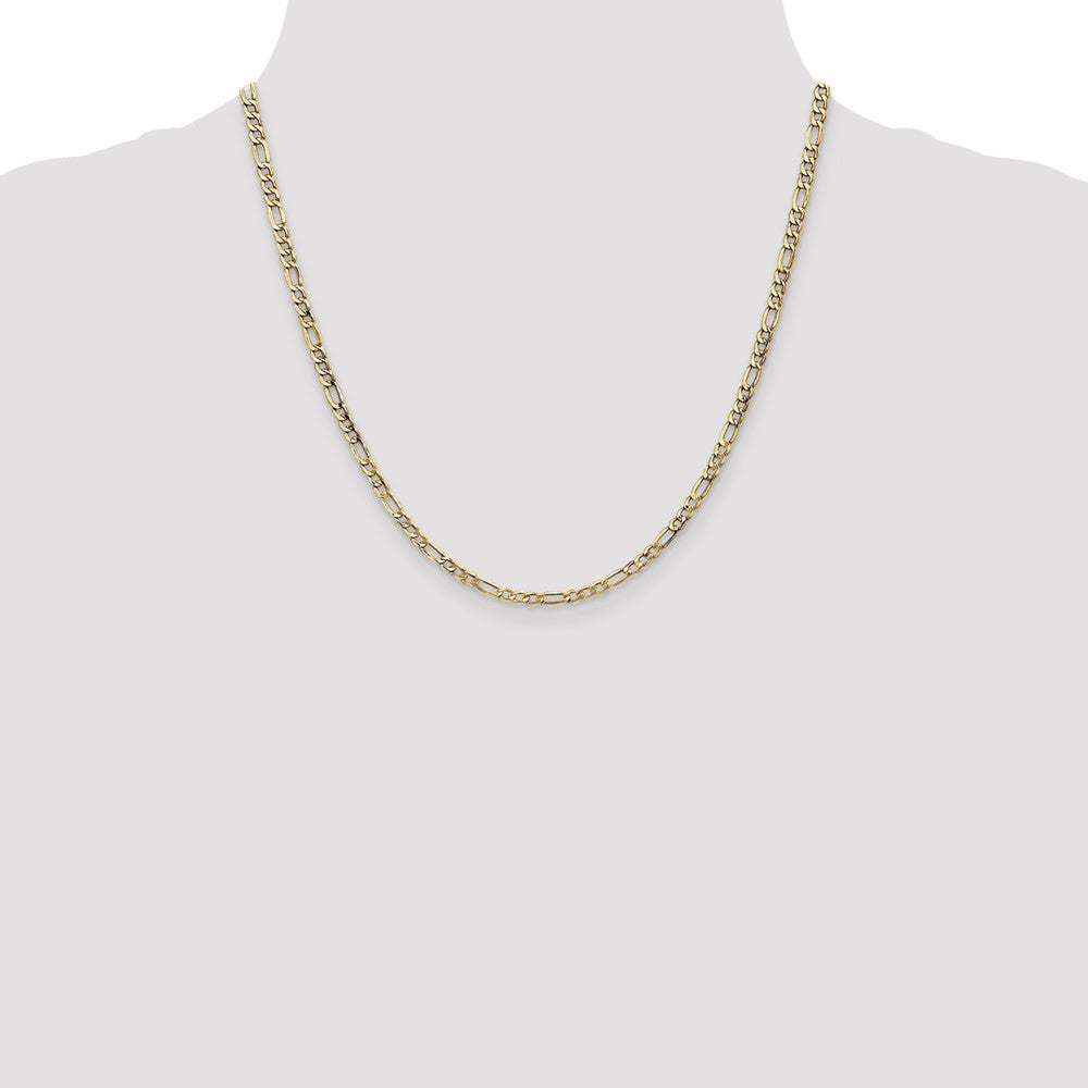 10k Yellow Gold 3.5 mm Semi-Solid Figaro Chain (2.83 grams)