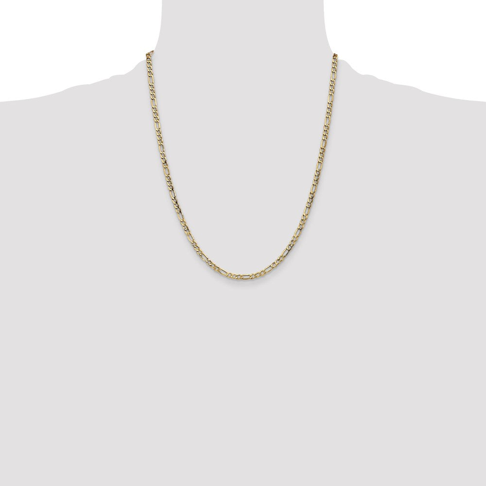 10k Yellow Gold 3.5 mm Semi-Solid Figaro Chain (2.83 grams)