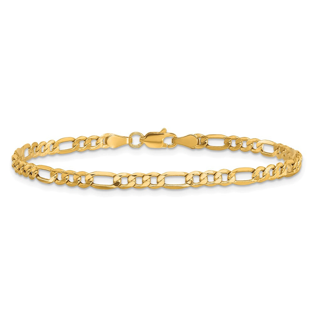 10k Yellow Gold 3.5 mm Semi-Solid Figaro Bracelet (1.42 grams)