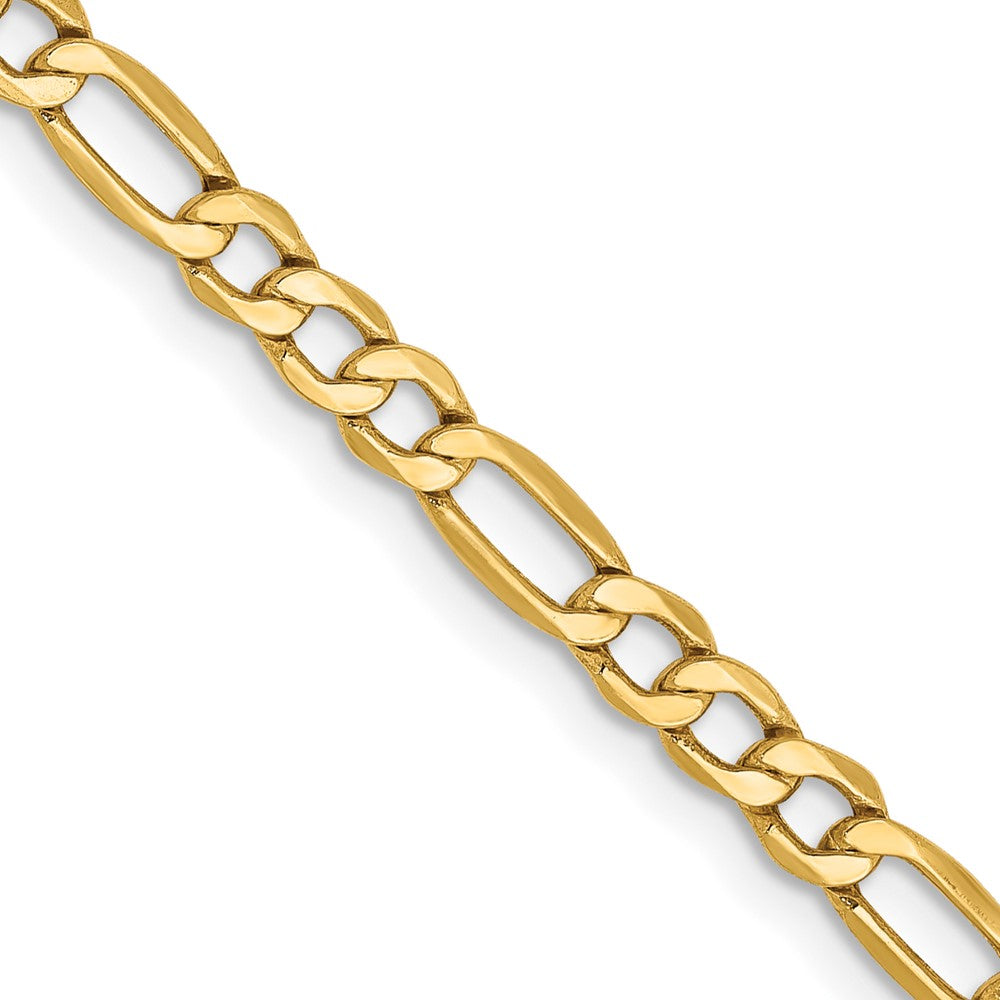 10k Yellow Gold 3.5 mm Semi-Solid Figaro Chain