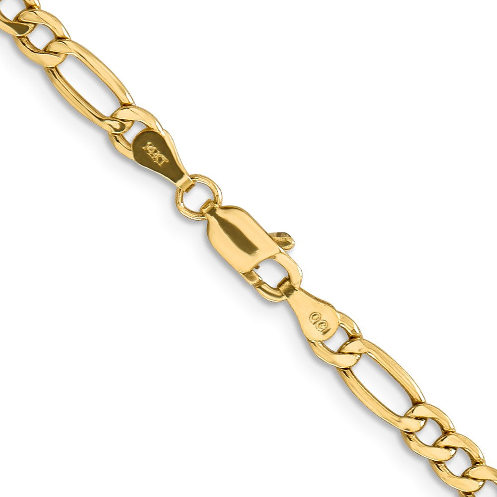 10k Yellow Gold 4.2 mm Semi-Solid Figaro Chain