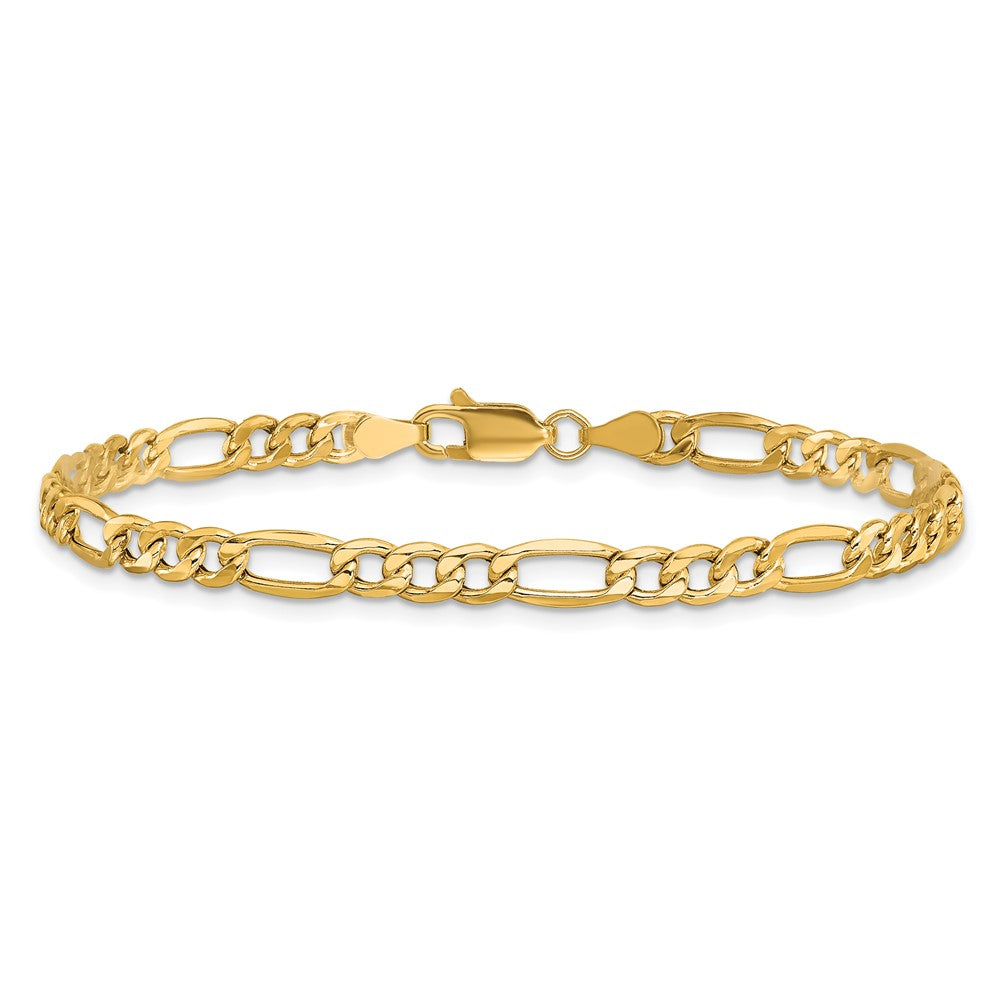 10k Yellow Gold 4.2 mm Semi-Solid Figaro Bracelet (2 grams)
