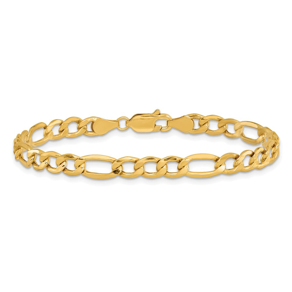 10k Yellow Gold 5.35 mm Semi-Solid Figaro Bracelet (3.11 grams)