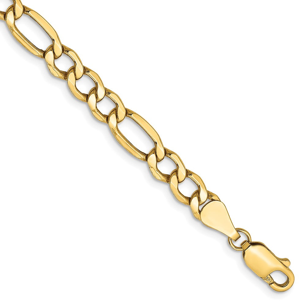 10k Yellow Gold 5.35 mm Semi-Solid Figaro Bracelet (3.11 grams)