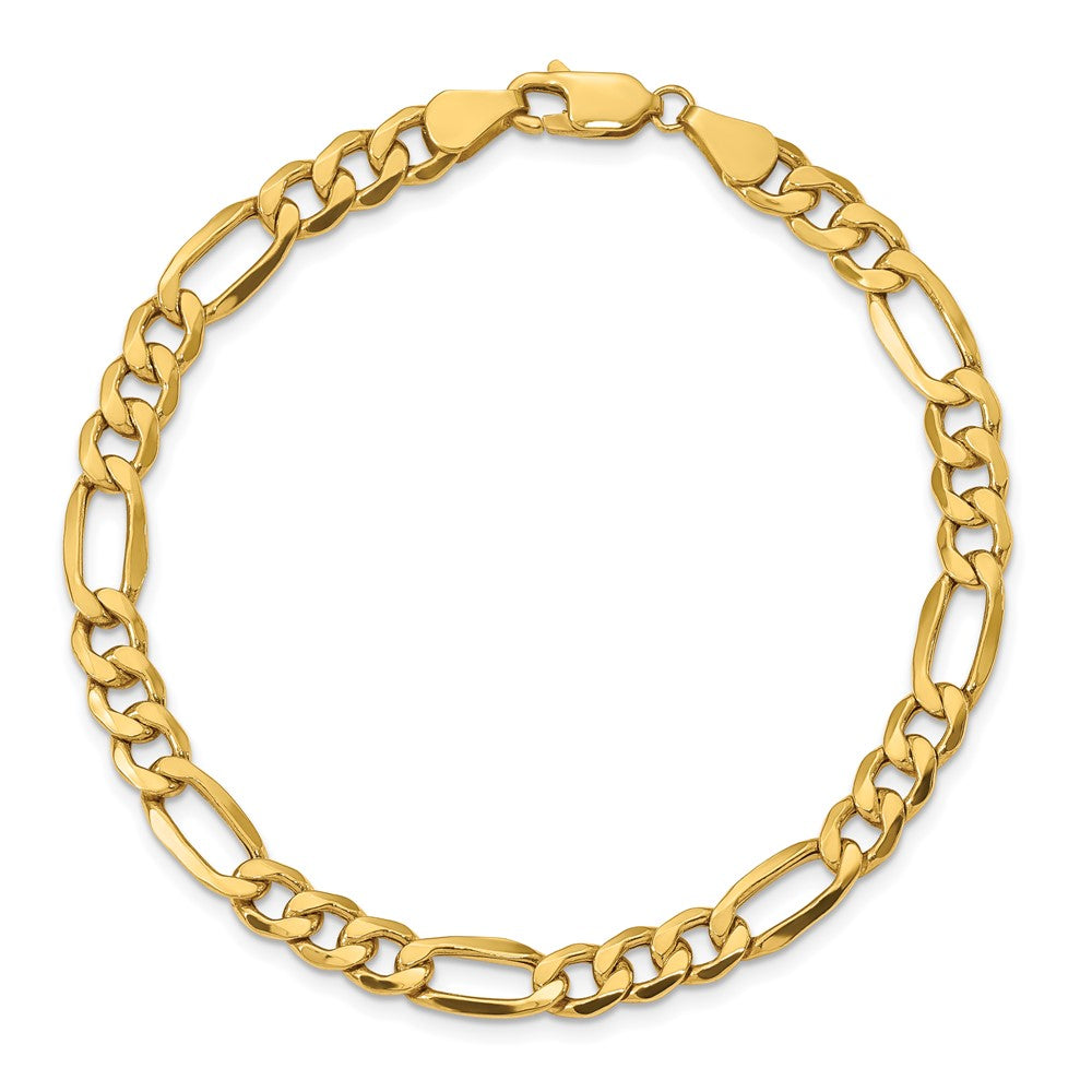 10k Yellow Gold 6.25 mm Semi-Solid Figaro Bracelet (3.88 grams)