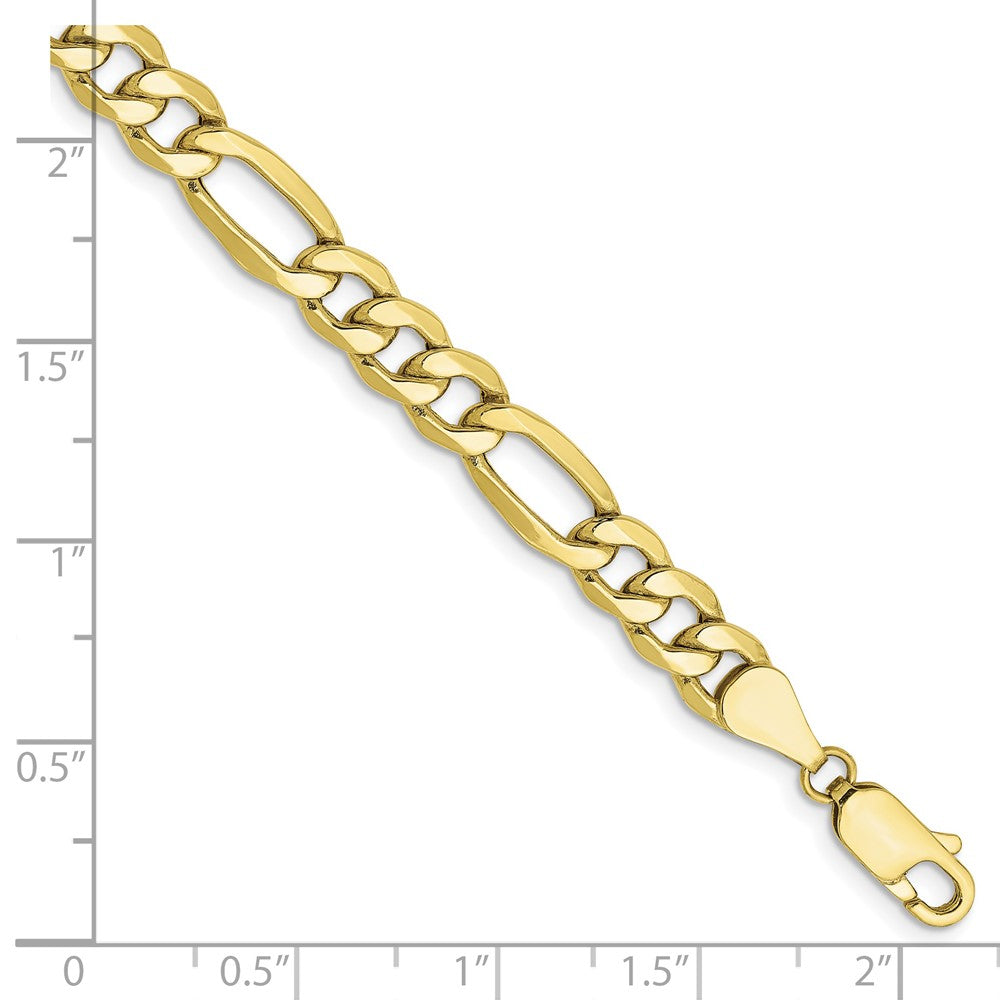 10k Yellow Gold 6.25 mm Semi-Solid Figaro Bracelet (3.88 grams)