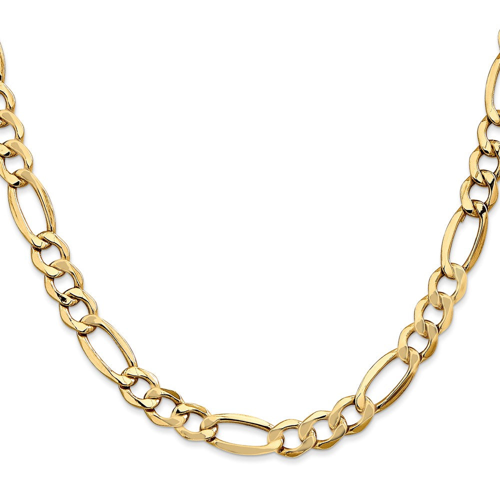10k Yellow Gold 7.3 mm Semi-Solid Figaro Chain (11.16 grams)