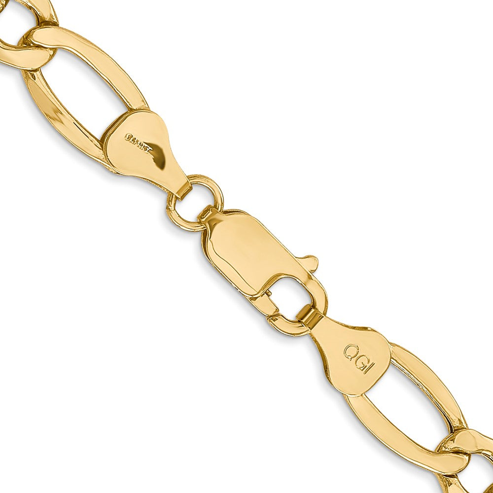 10k Yellow Gold 7.3 mm Semi-Solid Figaro Chain