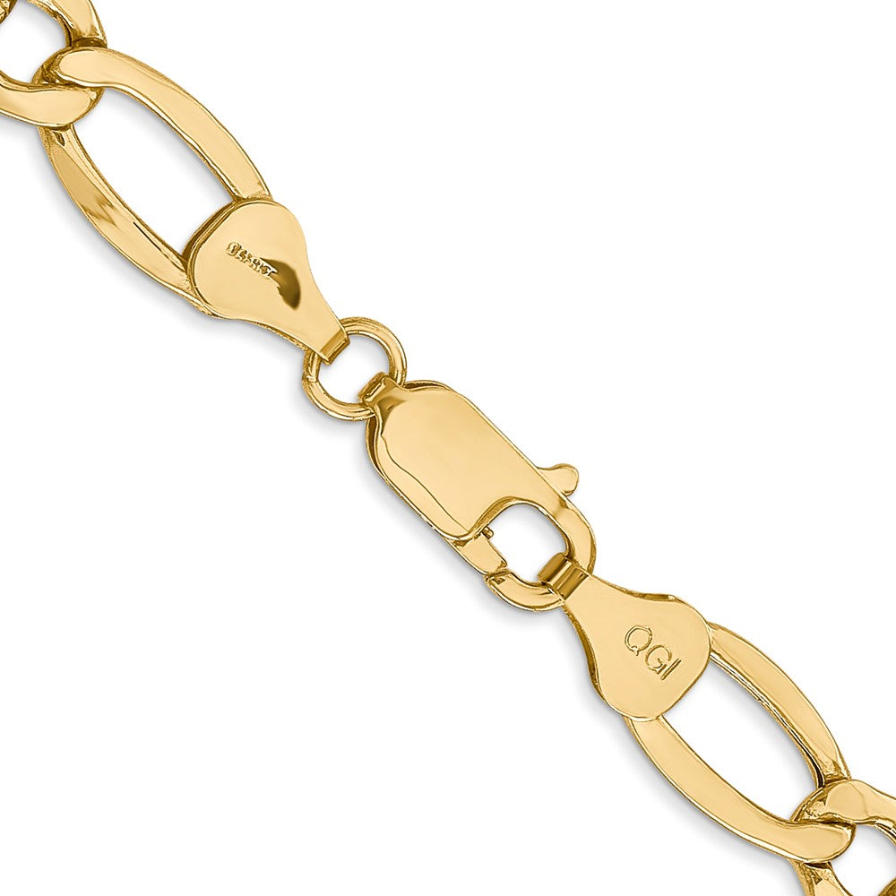 10k Yellow Gold 7.3 mm Semi-Solid Figaro Chain (11.16 grams)