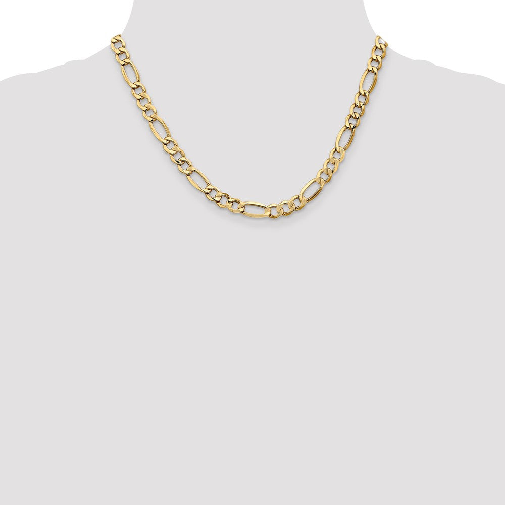 10k Yellow Gold 7.3 mm Semi-Solid Figaro Chain (11.16 grams)