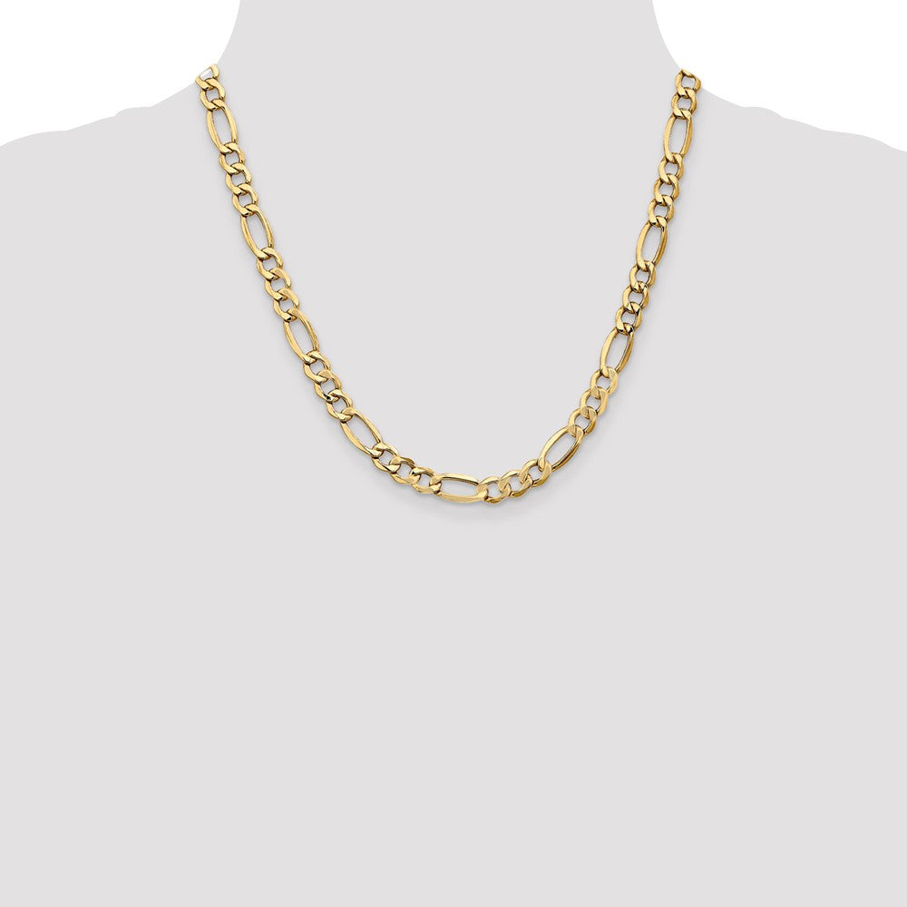 10k Yellow Gold 7.3 mm Semi-Solid Figaro Chain (11.16 grams)
