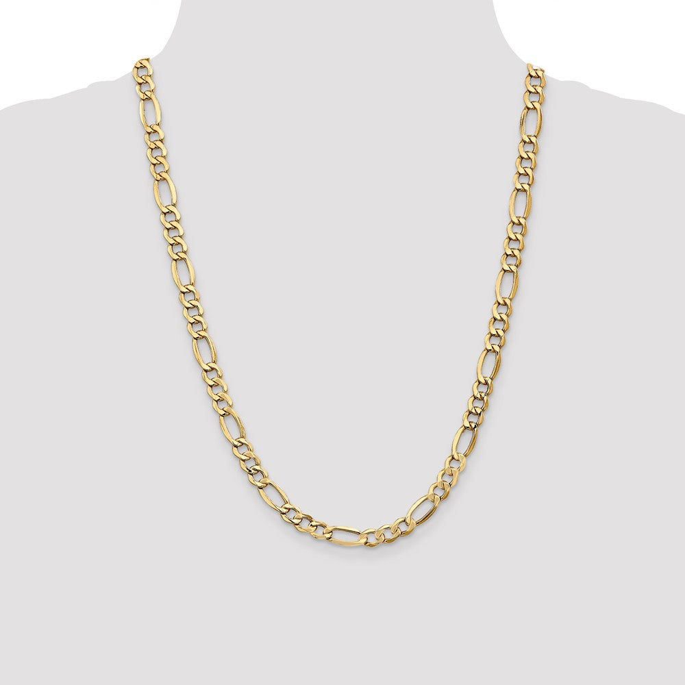 10k Yellow Gold 7.3 mm Semi-Solid Figaro Chain (11.16 grams)