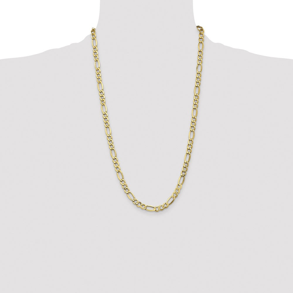 10k Yellow Gold 7.3 mm Semi-Solid Figaro Chain (11.16 grams)
