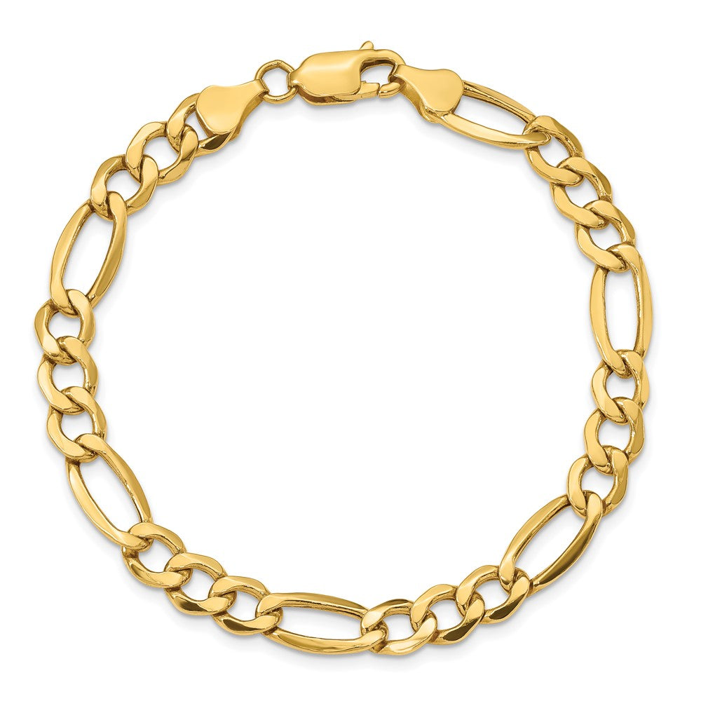 10k Yellow Gold 7.3 mm Semi-Solid Figaro Bracelet (5.02 grams)