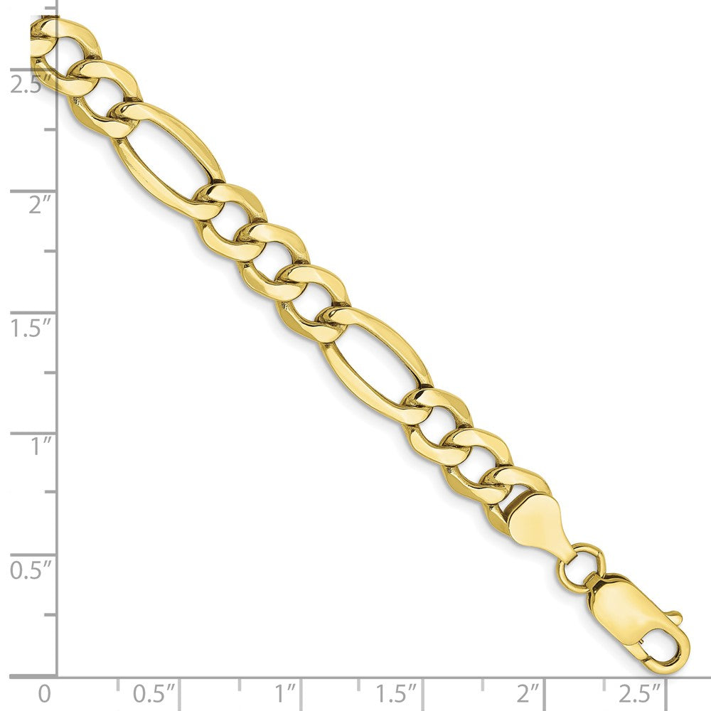 10k Yellow Gold 7.3 mm Semi-Solid Figaro Bracelet