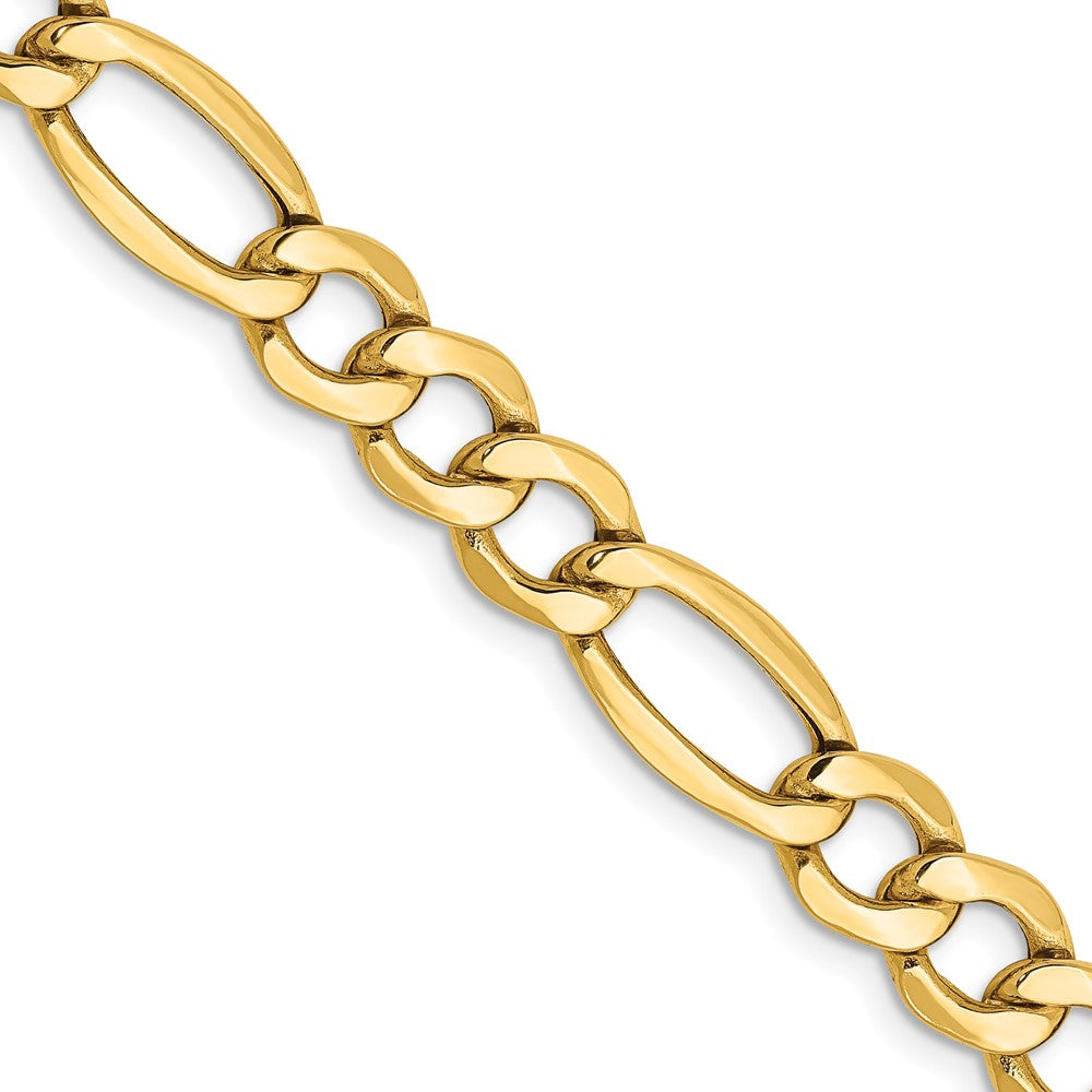 10k Yellow Gold 7.3 mm Semi-Solid Figaro Chain (11.16 grams)