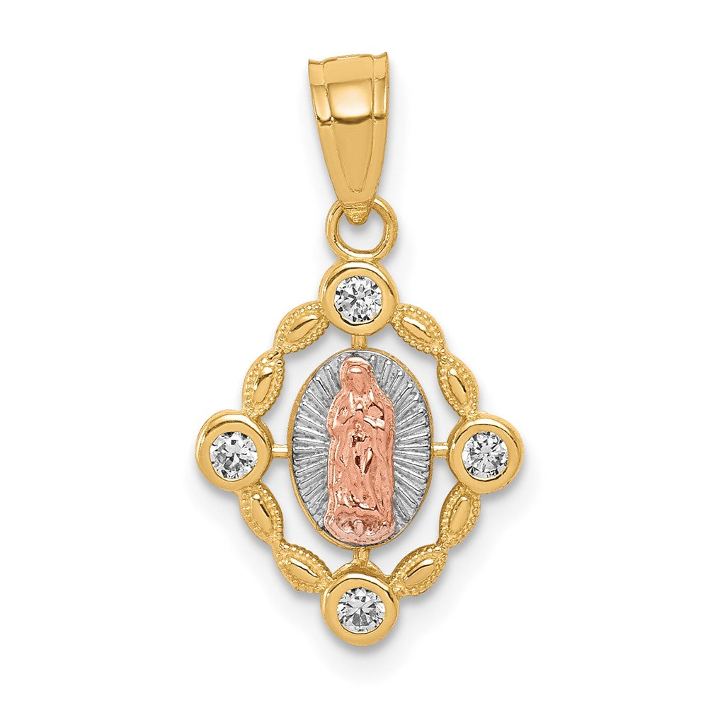 10k Two-tone 11 mm Our Lady of Guadalupe Pendant (0.81 grams)
