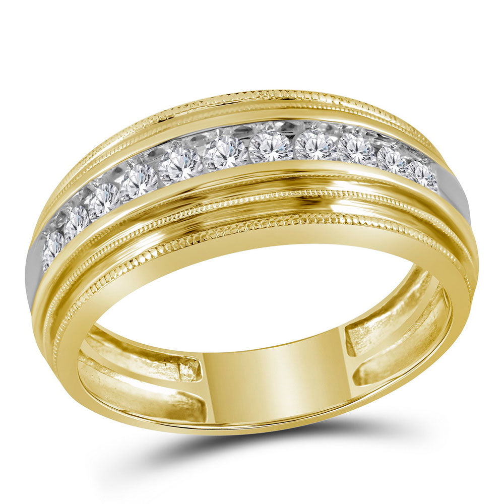 Gold Band Wedding Ring 1/2 Cttw Round Natural Diamond Mens (5.01 grams)