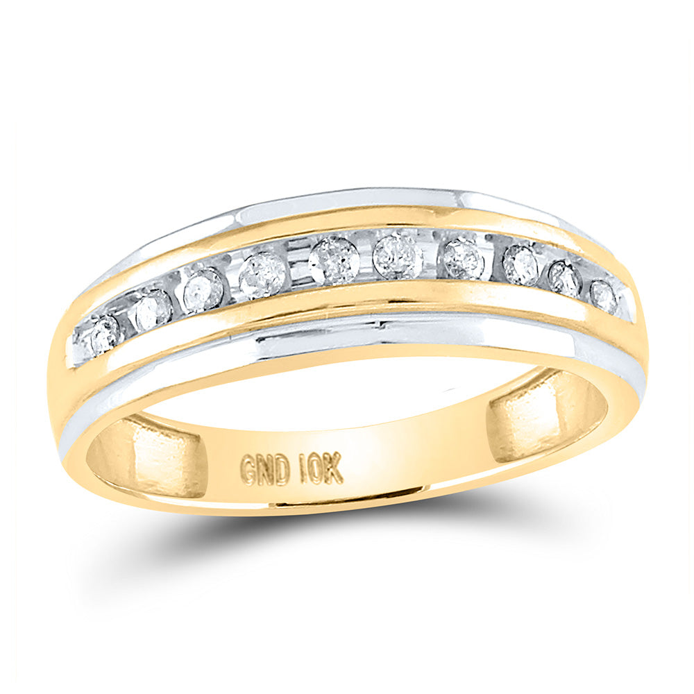 Gold Wedding Ring 1/4 Cttw Round Natural Diamond Mens