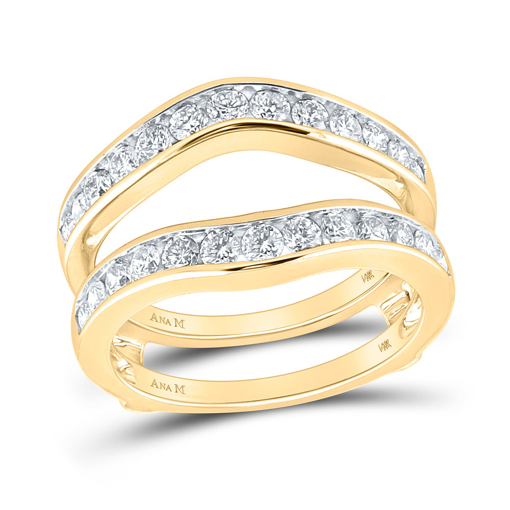 Gold Wrap Enhancer Wedding Band 1 Cttw Round Natural Diamond Womens (4.95 grams)
