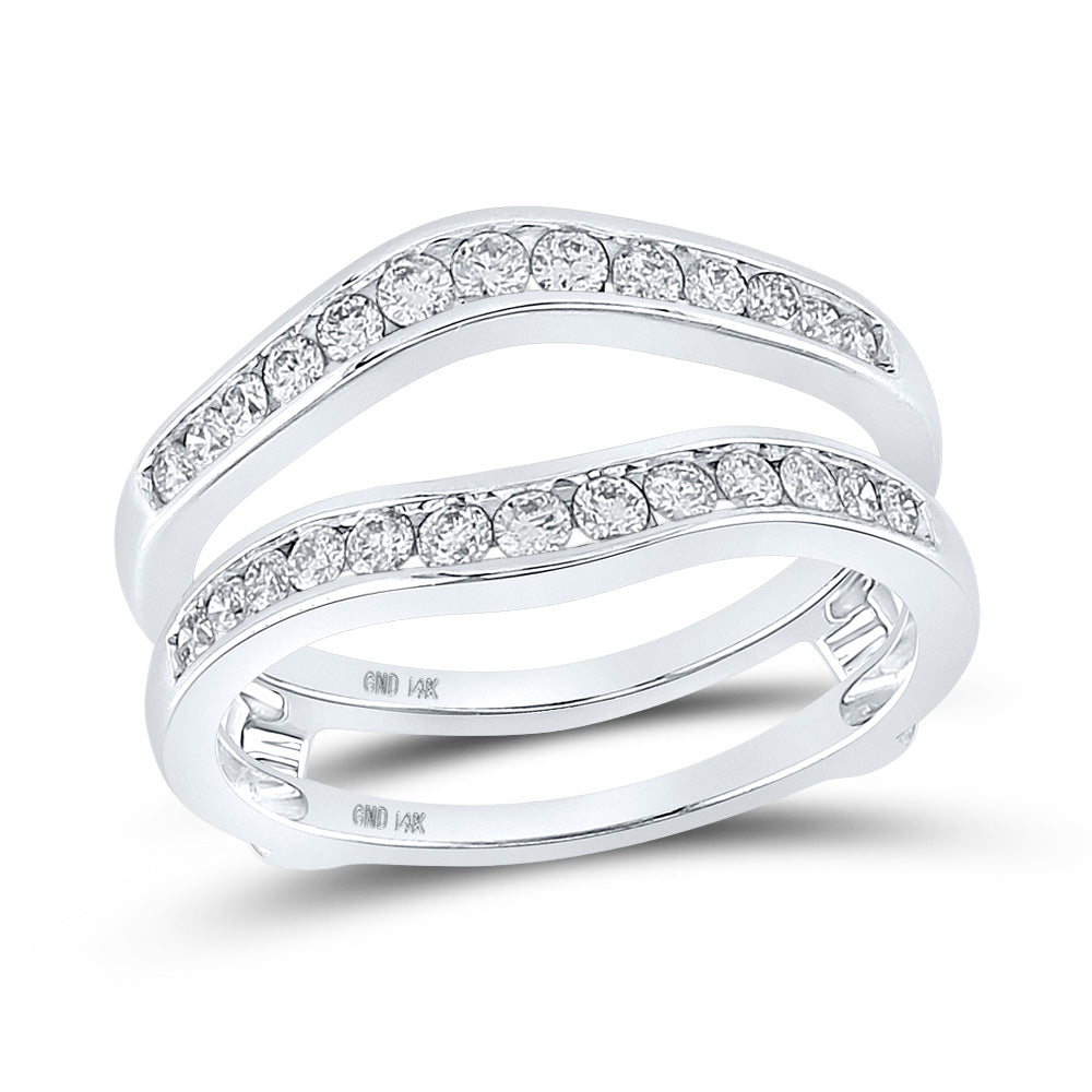 14k White Gold Womens Round Diamond Bridal Wedding Enhancer Band Wrap Ring 1/2 Cttw