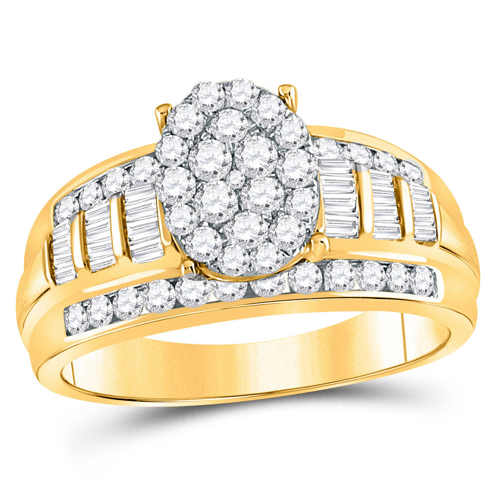 Gold Oval Cluster Bridal Wedding Engagement Ring 1 Cttw Round Natural Diamond Womens (4.21 grams)