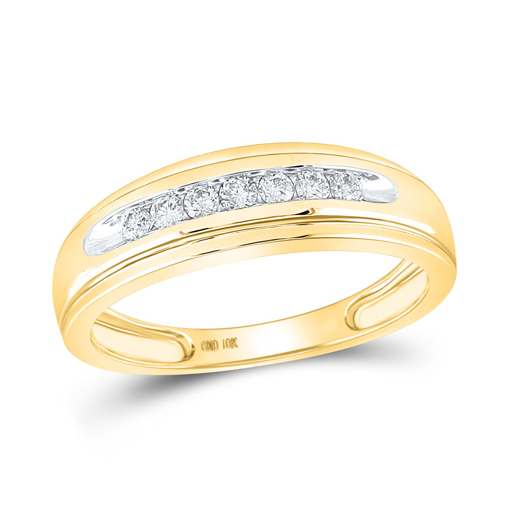 Gold Band Wedding Ring 1/4 Cttw Round Natural Diamond Mens (3.58 grams)