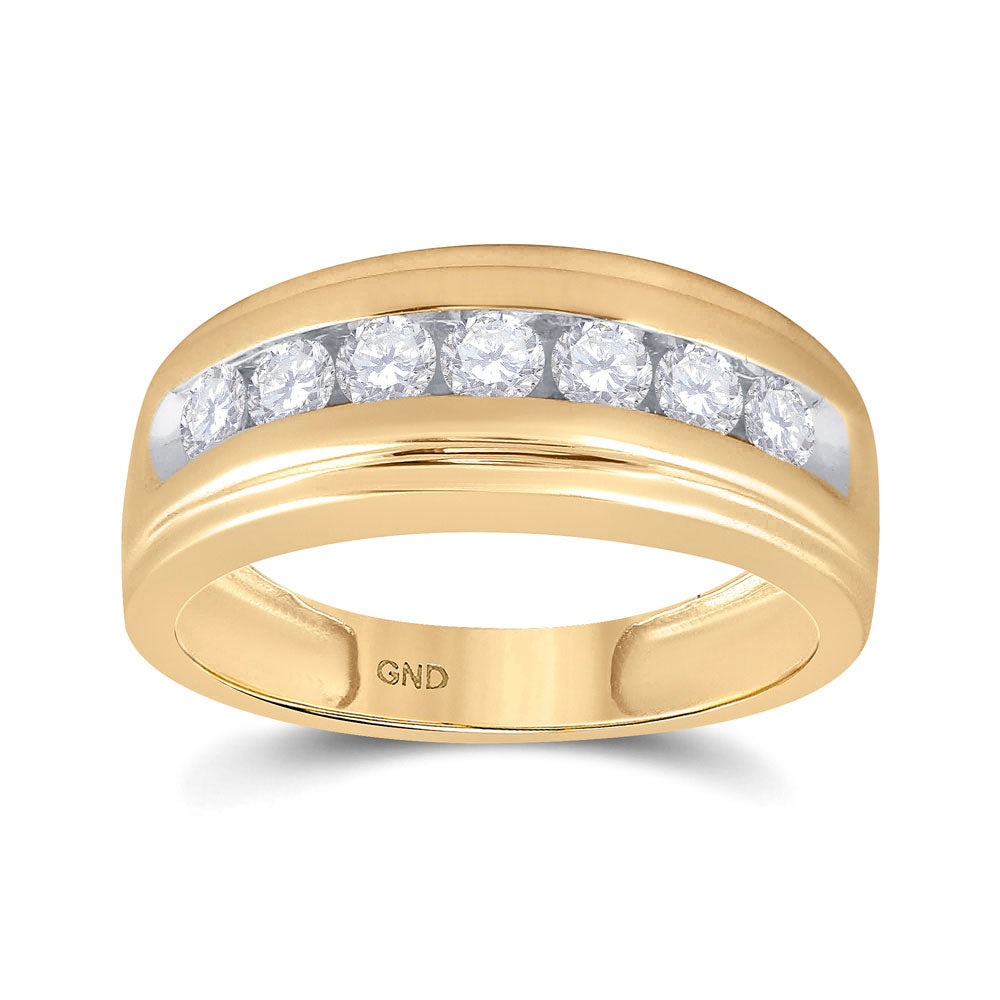 Gold Band Wedding Ring 7/8 Cttw Round Natural Diamond Mens (5.17 grams)