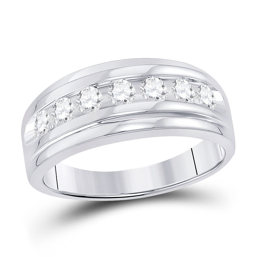 Gold Band Wedding Ring 7/8 Cttw Round Natural Diamond Mens (5.17 grams)