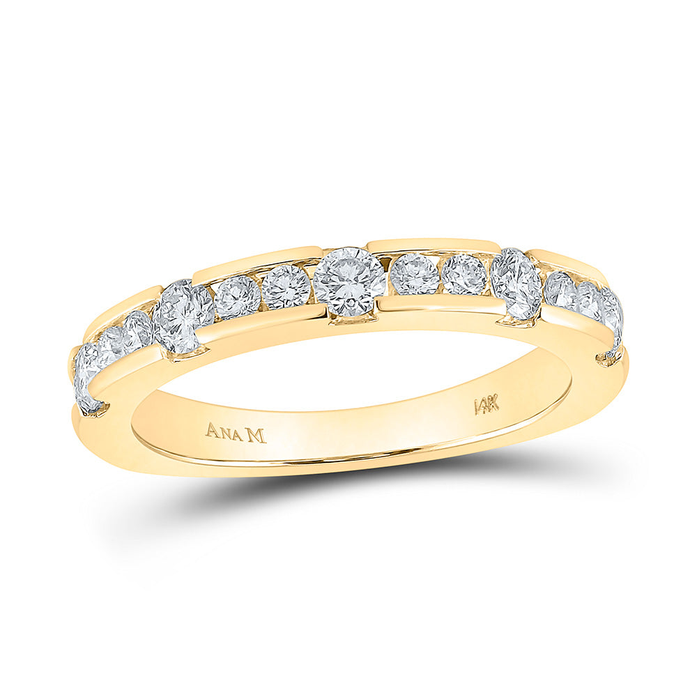 Gold Band Wedding Band 3/4 Cttw Round Natural Diamond Womens