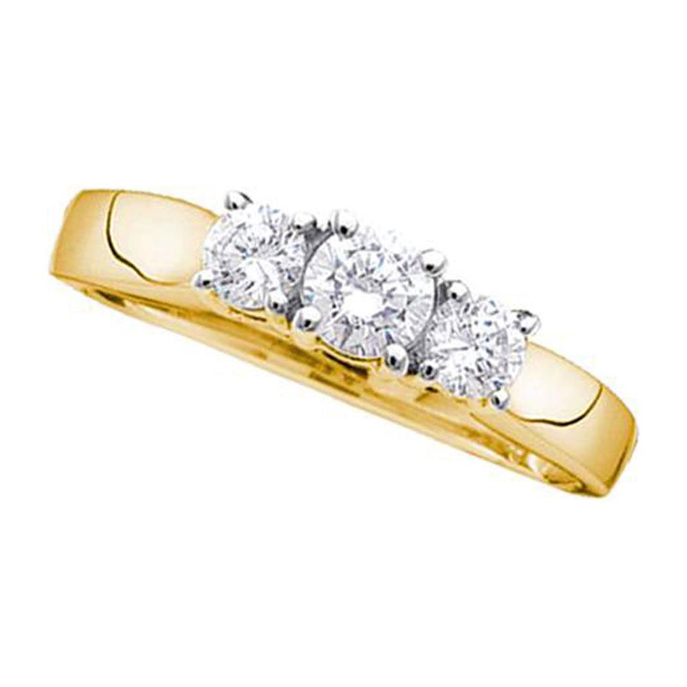14kt Yellow Gold Round Diamond 3-stone Bridal Wedding Engagement Ring 1/2 Cttw