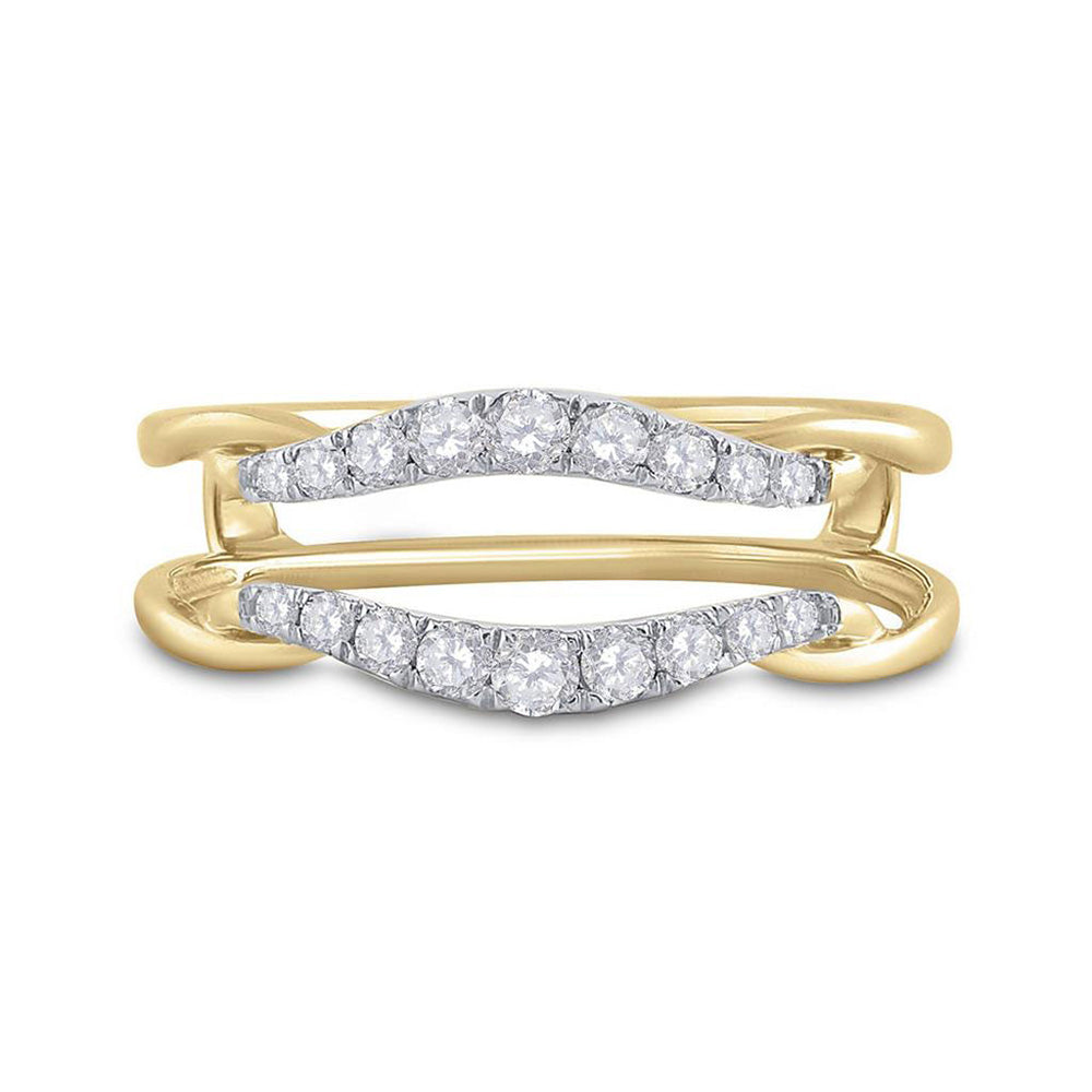 14kt Yellow Gold Womens Round Diamond Wedding Wrap Ring Guard Enhancer 1/3 Cttw