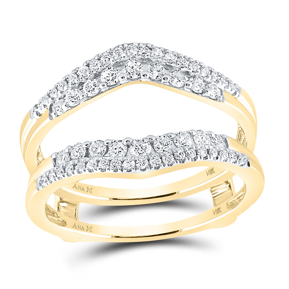 Gold Wrap Enhancer Wedding Band 1/2 Cttw Round Natural Diamond Womens (4.51 grams)
