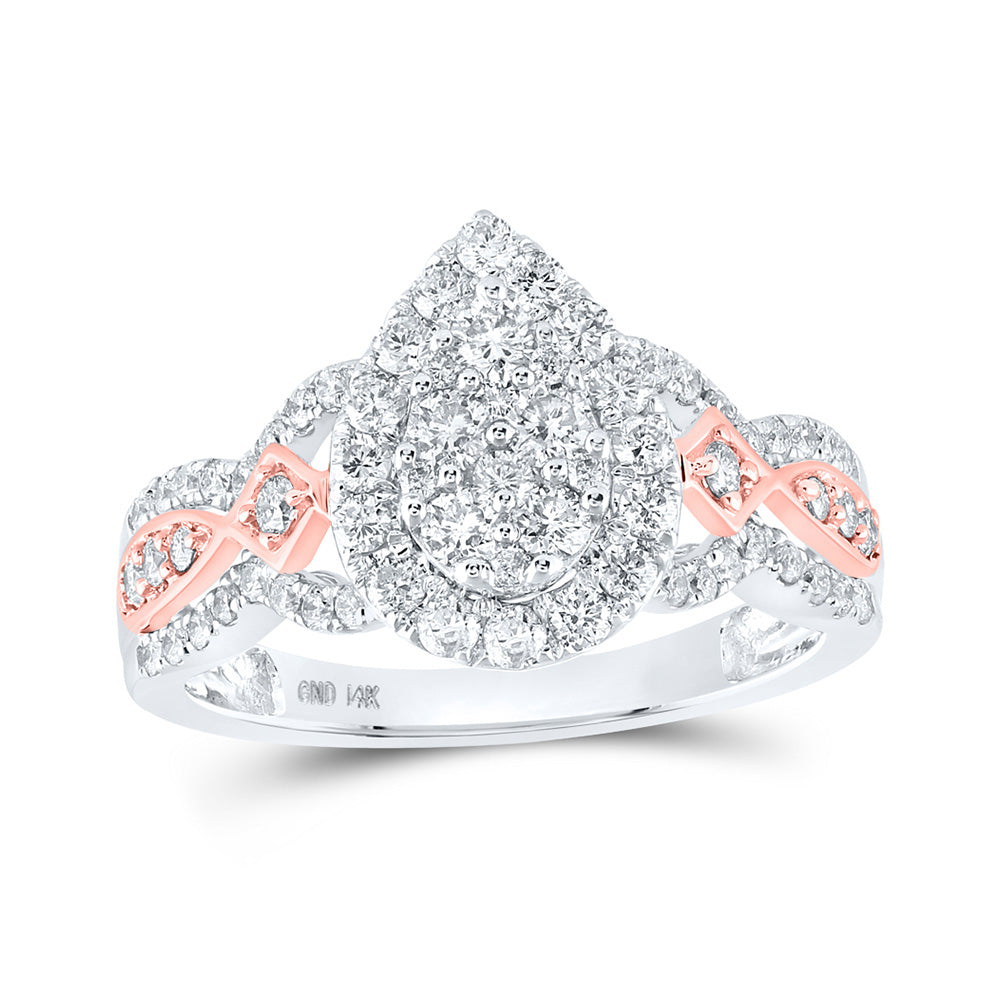 Gold Cluster Teardrop Bridal Wedding Engagement Ring 1 Cttw Round Natural Diamond Womens (4.16 grams)