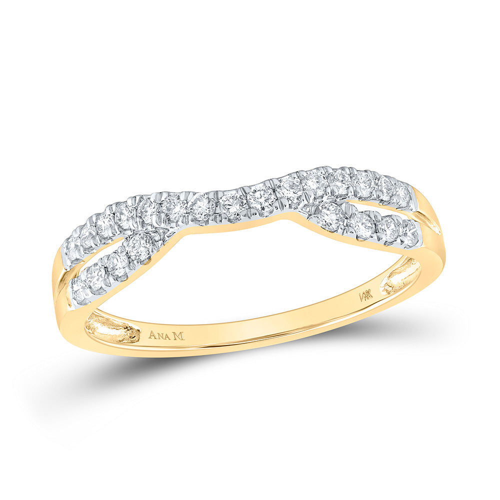 Gold Contour Band Enhancer Wedding Band 1/4 Cttw Round Natural Diamond Womens (1.8 grams)