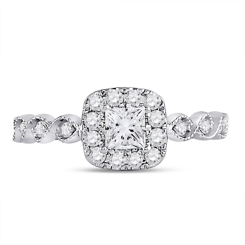 14kt Two-tone Gold Princess Diamond Solitaire Bridal Wedding Engagement Ring 3/4 Cttw