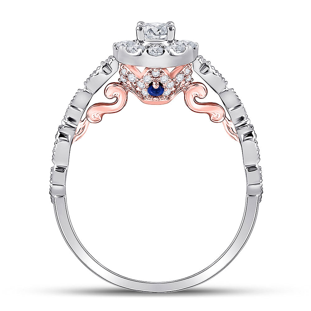 14kt Two-tone Gold Round Diamond Solitaire Bridal Wedding Engagement Ring 3/4 Cttw