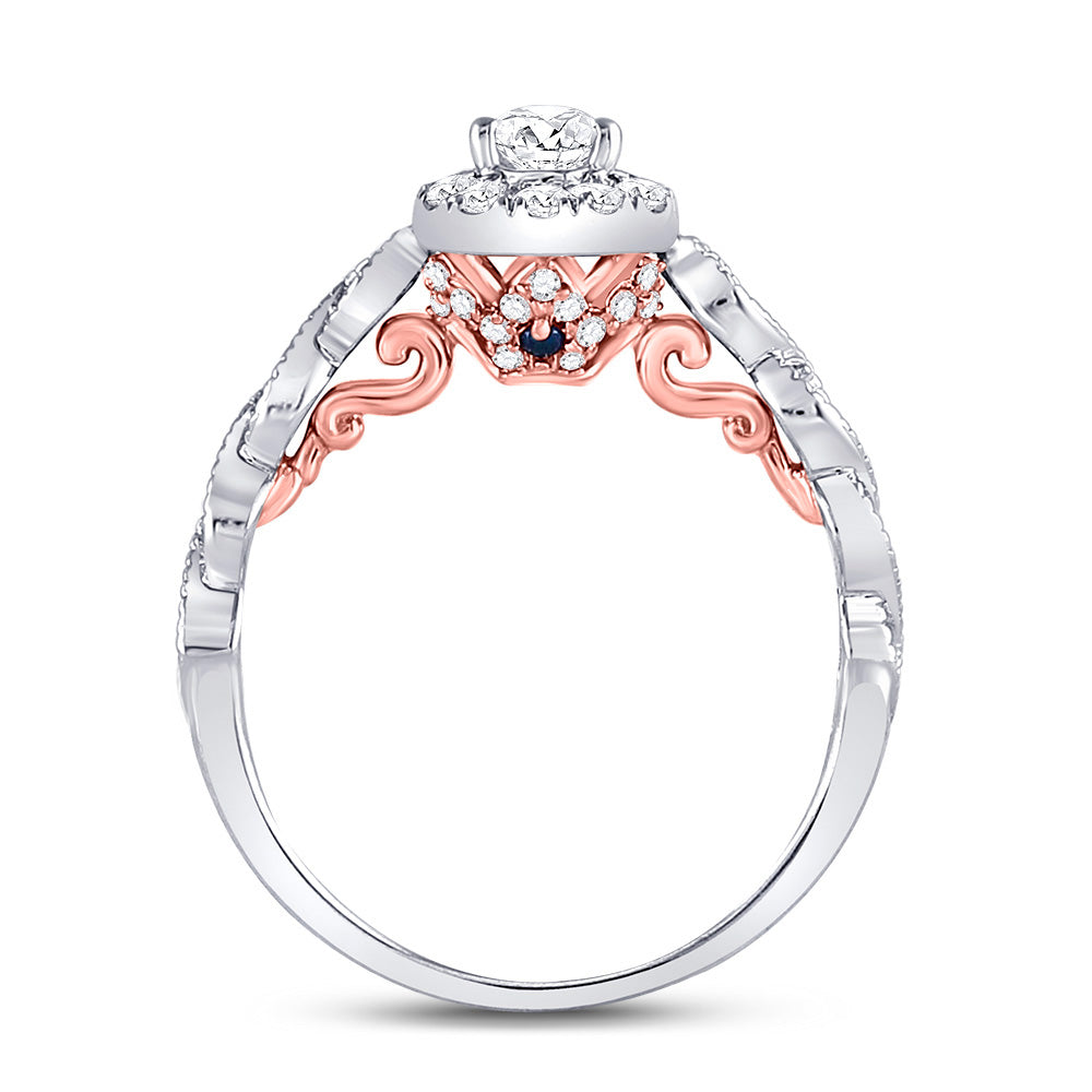 14kt Two-tone Gold Pear Diamond Solitaire Bridal Wedding Engagement Ring 3/4 Cttw