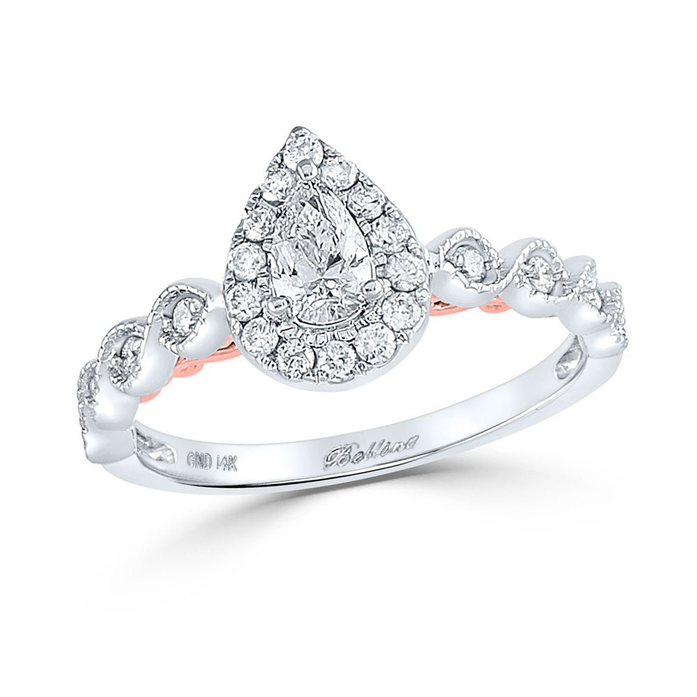 Gold Solitaire Bridal Wedding Engagement Ring 3/4 Cttw Pear Natural Diamond Womens (3.14 grams)