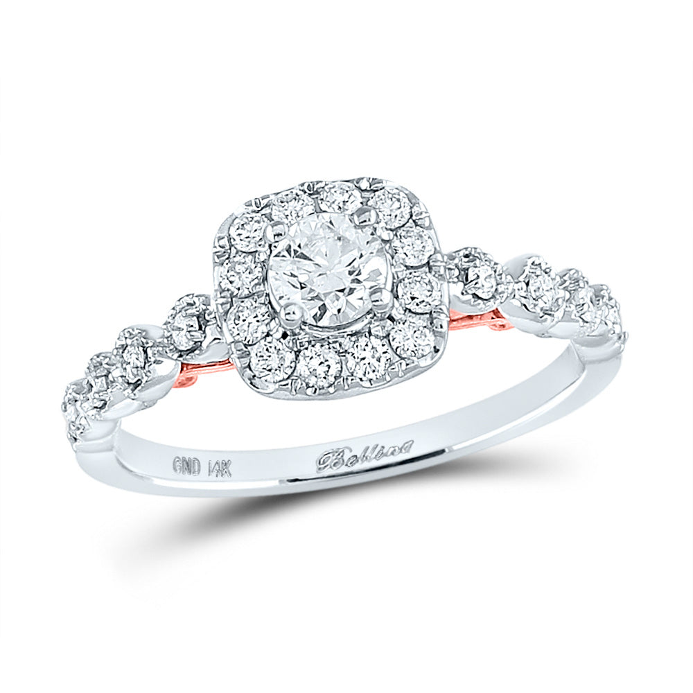 Gold Halo Bridal Wedding Engagement Ring 3/4 Cttw Round Natural Diamond Womens (3.12 grams)