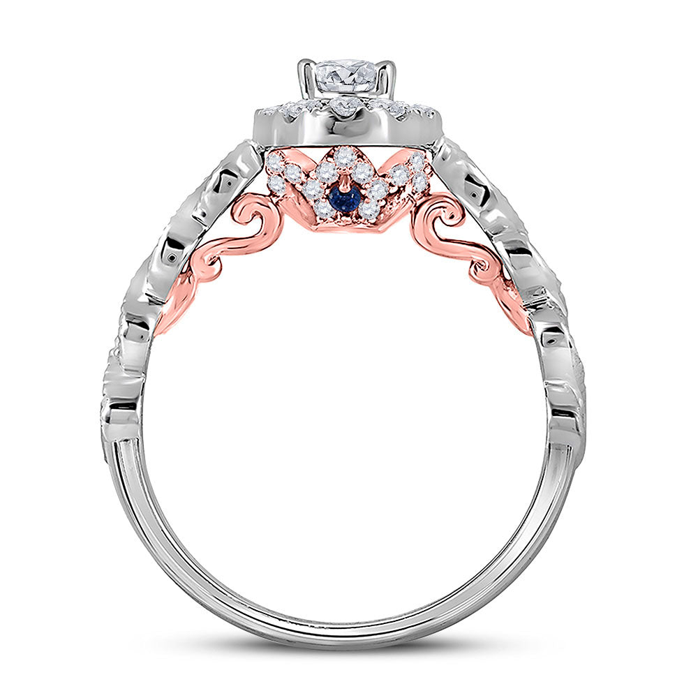 14kt Two-tone Gold Oval Diamond Halo Bridal Wedding Engagement Ring 3/4 Cttw