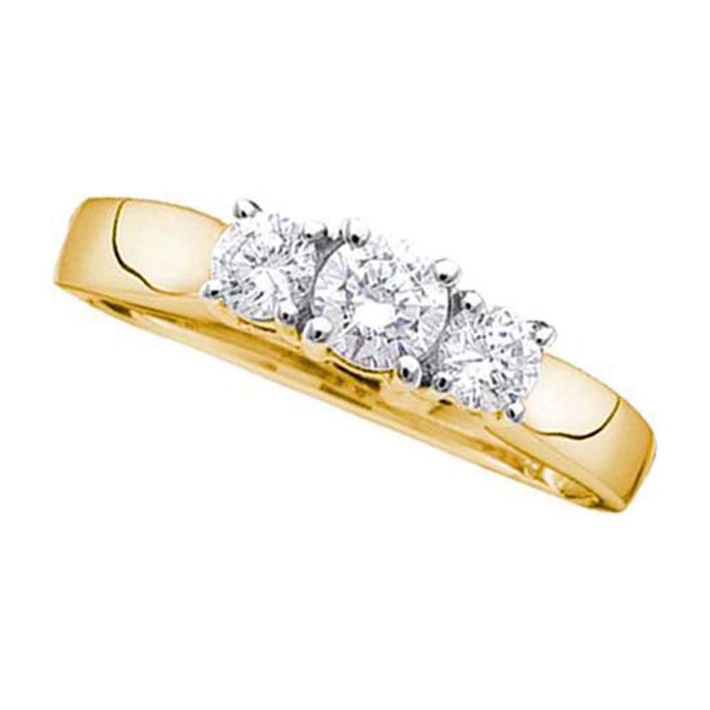 14kt Yellow Gold Round Diamond 3-stone Bridal Wedding Engagement Ring 1/4 Cttw